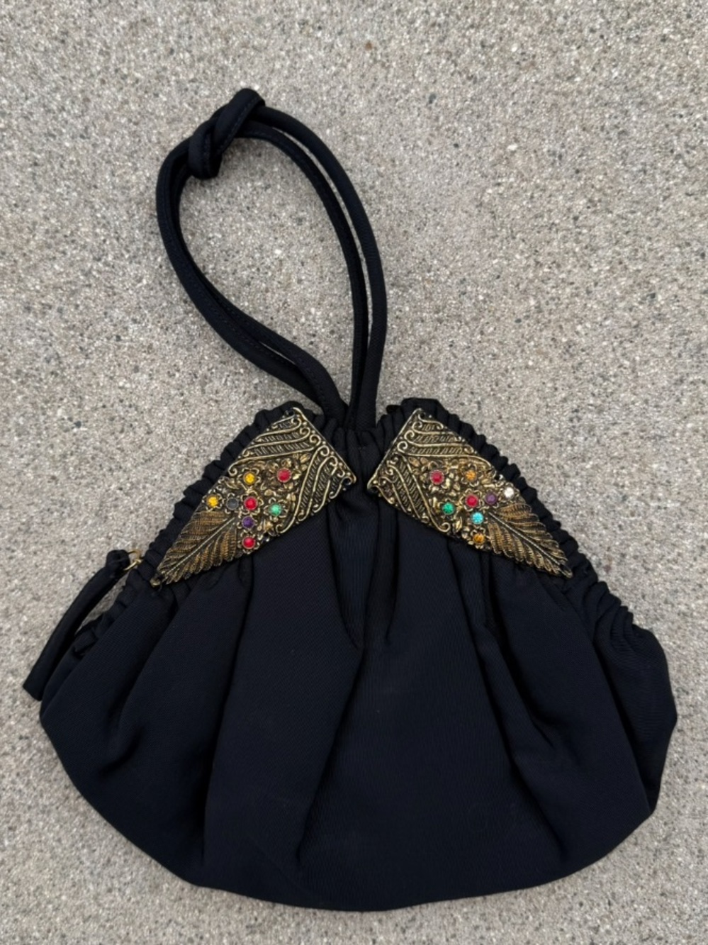 Vintage Handbag Suzanne black rhinestone detail prom wedding formal black tie